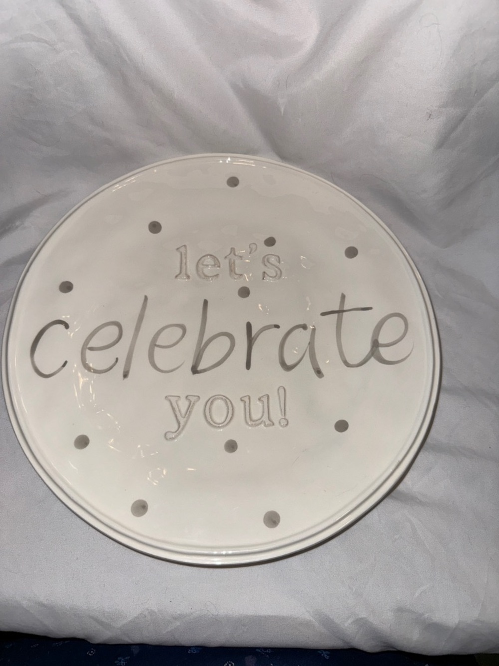 Mud Pie White Ceramic Serving Plate 11 inches